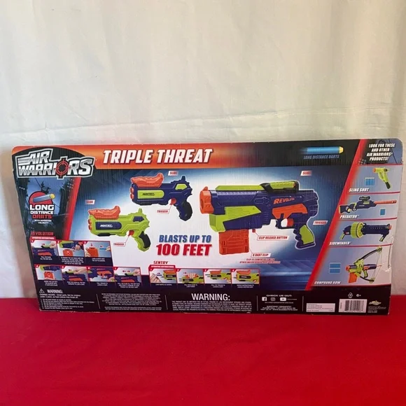 Buzz Bee Toys Triple Threat Blaster Set - Blue, Green, Orange - Picture 2 of 3